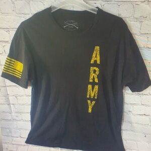 Black T-Shirt with Yellow 'ARMY' Vertical Print